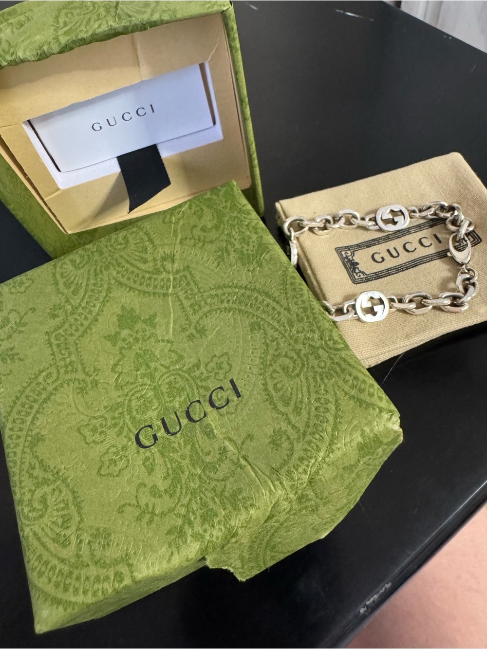 Gucci Silver Interlocking G Link Bracelet